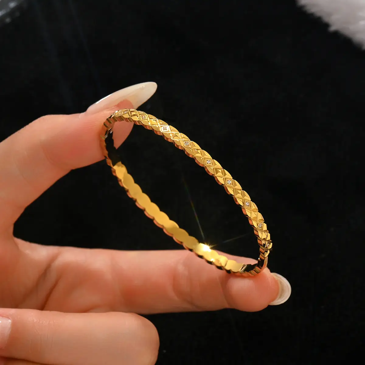 18K Gold Stainless Steel Bracelet with Crystal Accents - Image 111