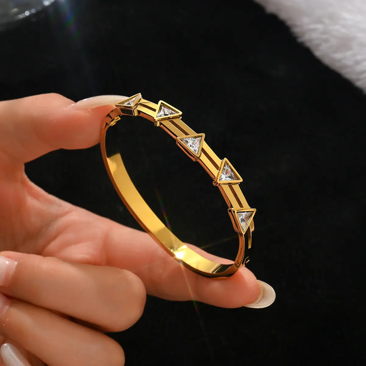 18K Gold Stainless Steel Bracelet with Crystal Accents - Image 113