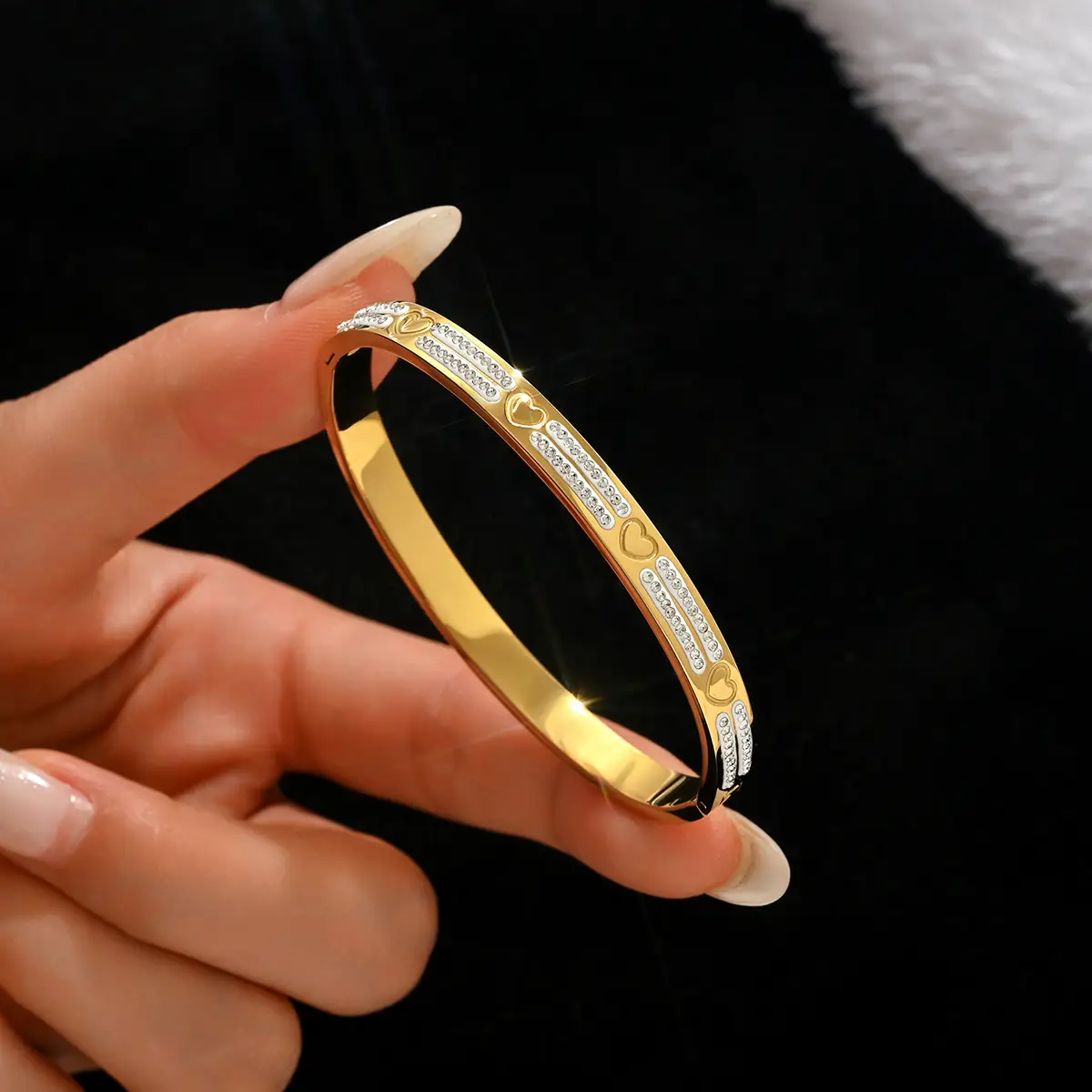 18K Gold Stainless Steel Bracelet with Crystal Accents - Image 116
