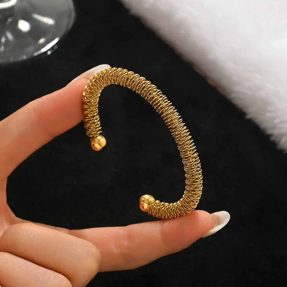 18K Gold Stainless Steel Bracelet with Crystal Accents - Image 118
