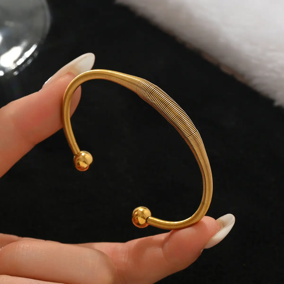 18K Gold Stainless Steel Bracelet with Crystal Accents - Image 119