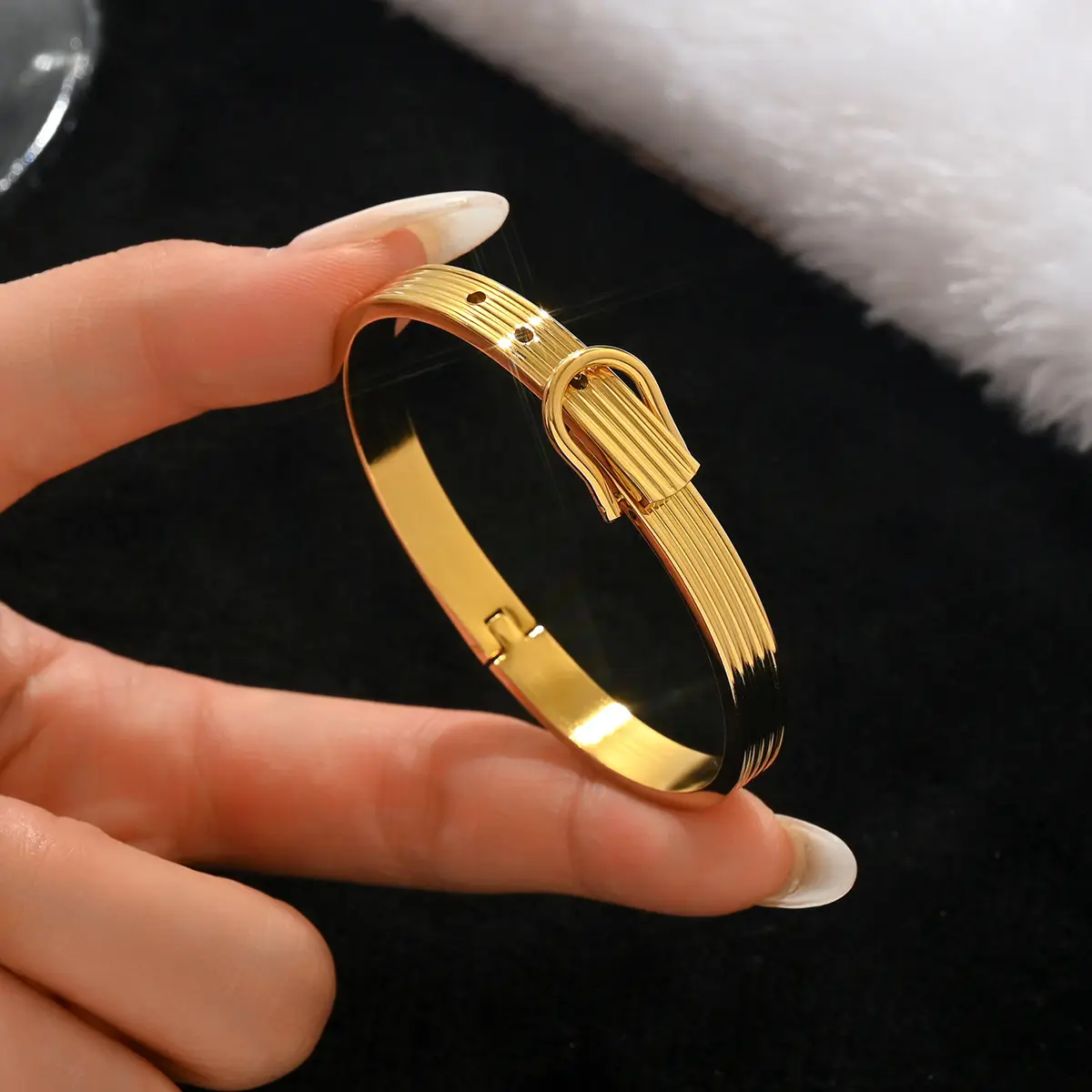 18K Gold Stainless Steel Bracelet with Crystal Accents - Image 121