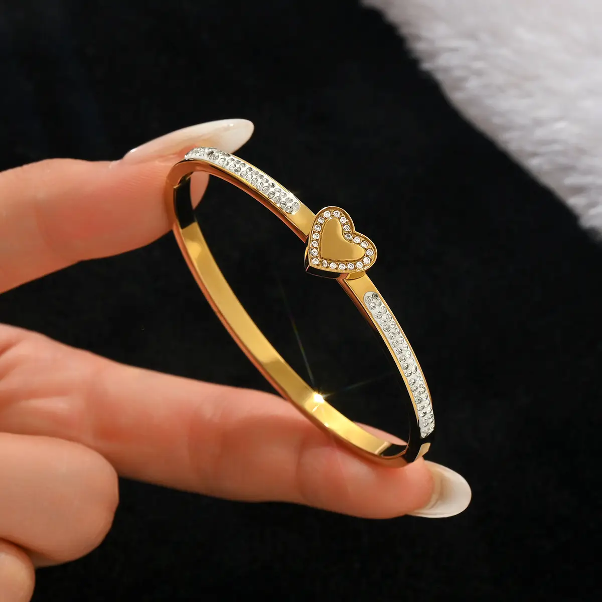 18K Gold Stainless Steel Bracelet with Crystal Accents - Image 122