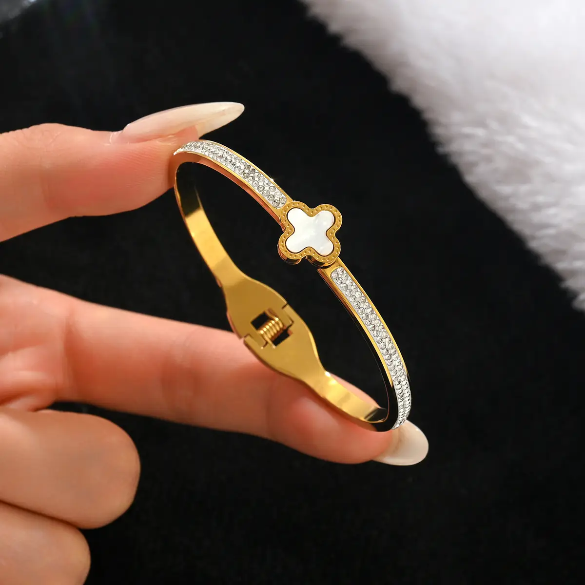 18K Gold Stainless Steel Bracelet with Crystal Accents - Image 123