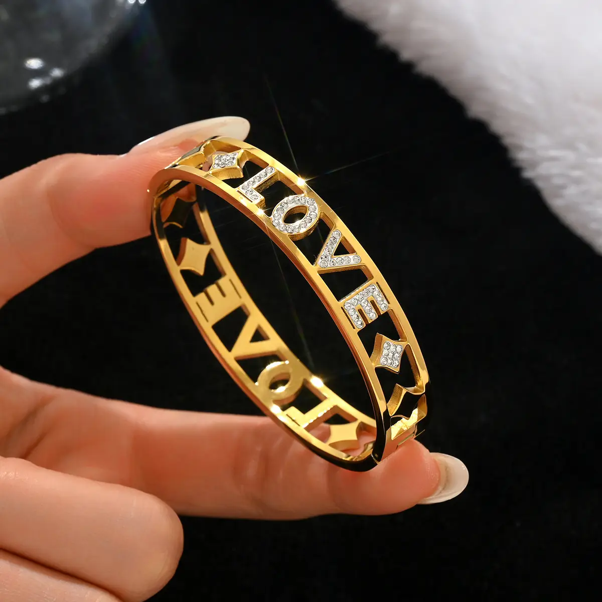 18K Gold Stainless Steel Bracelet with Crystal Accents - Image 127