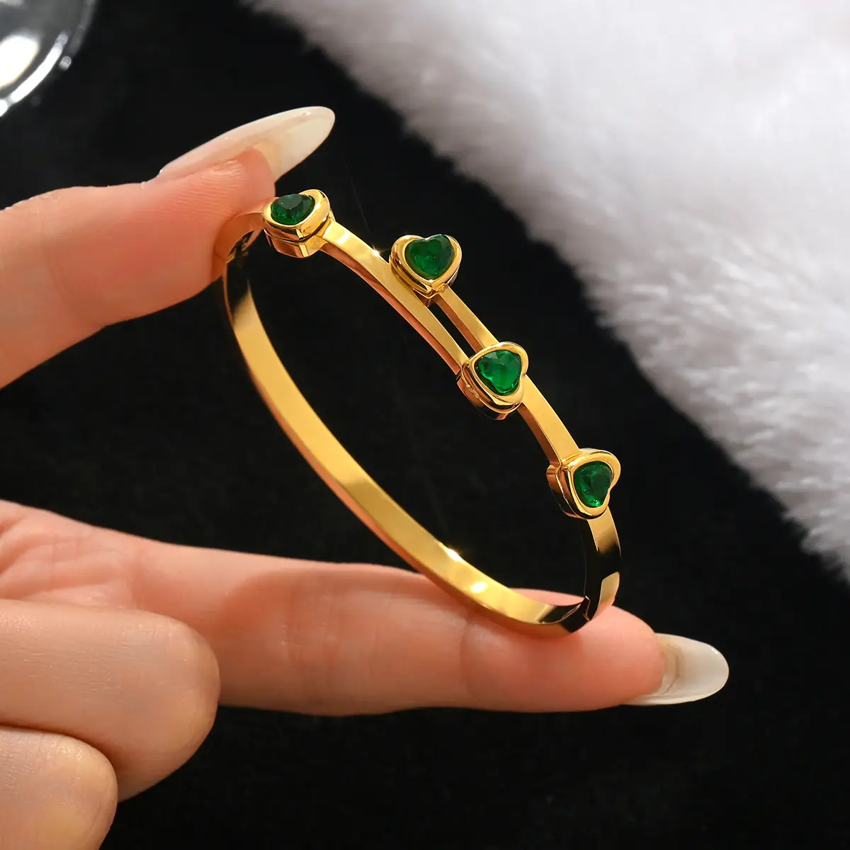 18K Gold Stainless Steel Bracelet with Crystal Accents - Image 132