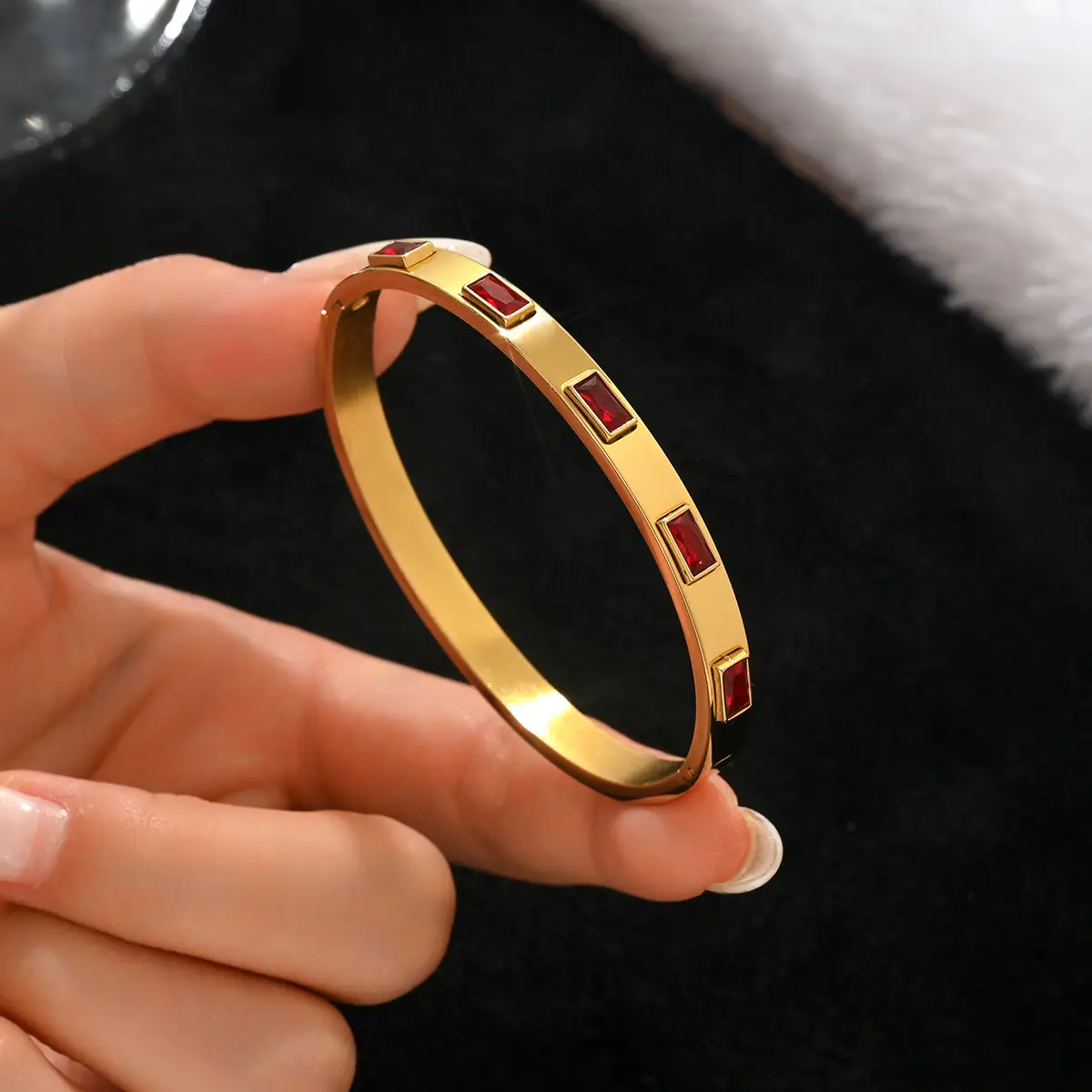 18K Gold Stainless Steel Bracelet with Crystal Accents - Image 134