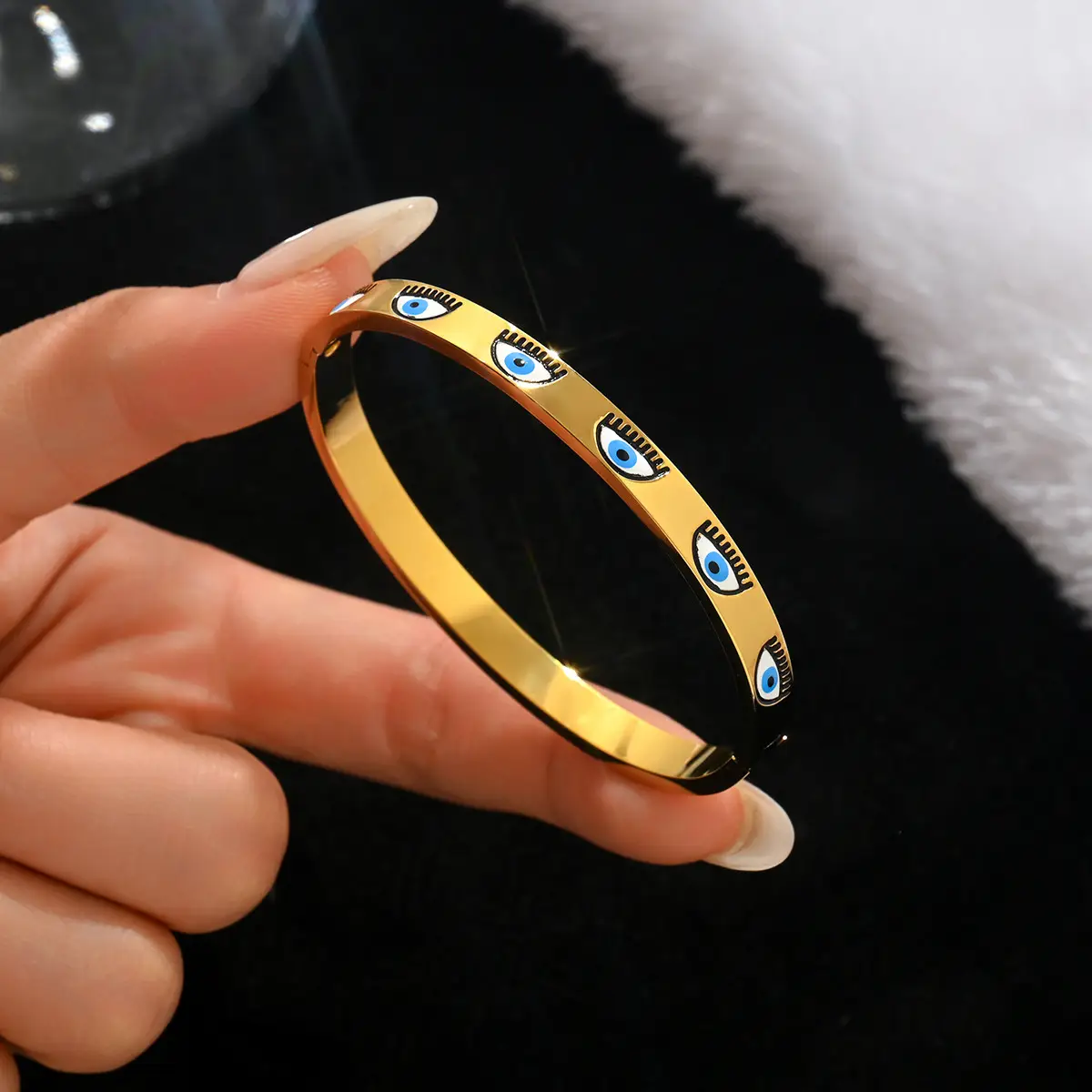 18K Gold Stainless Steel Bracelet with Crystal Accents - Image 135