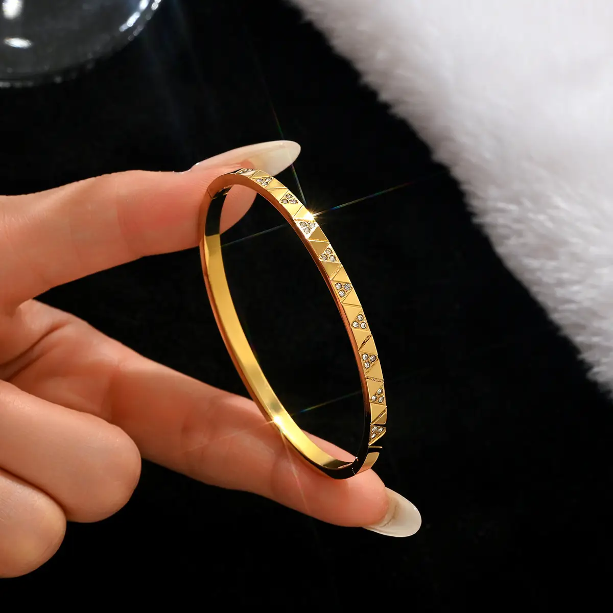18K Gold Stainless Steel Bracelet with Crystal Accents - Image 142