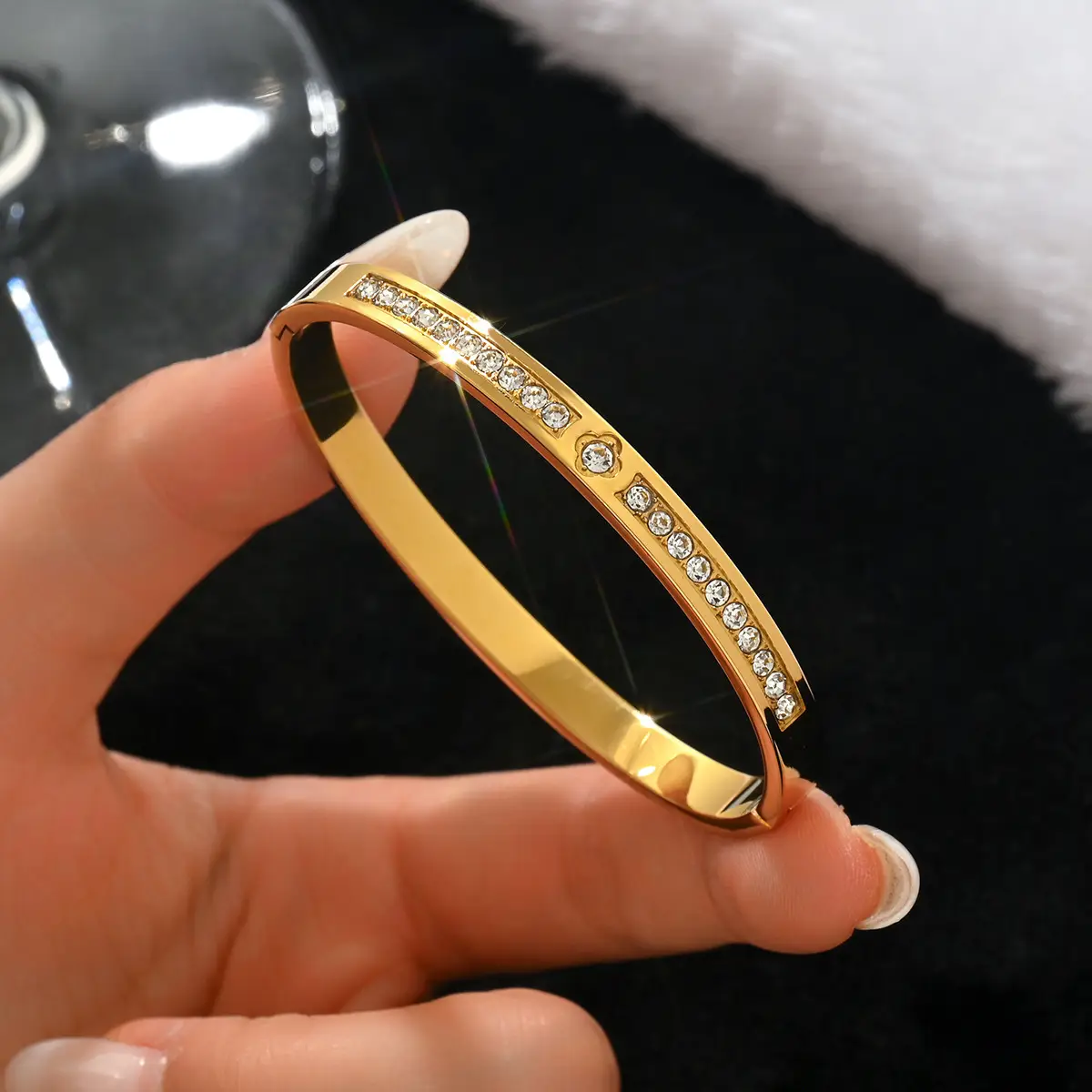 18K Gold Stainless Steel Bracelet with Crystal Accents - Image 143