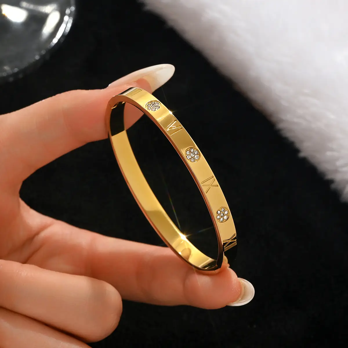 18K Gold Stainless Steel Bracelet with Crystal Accents - Image 145