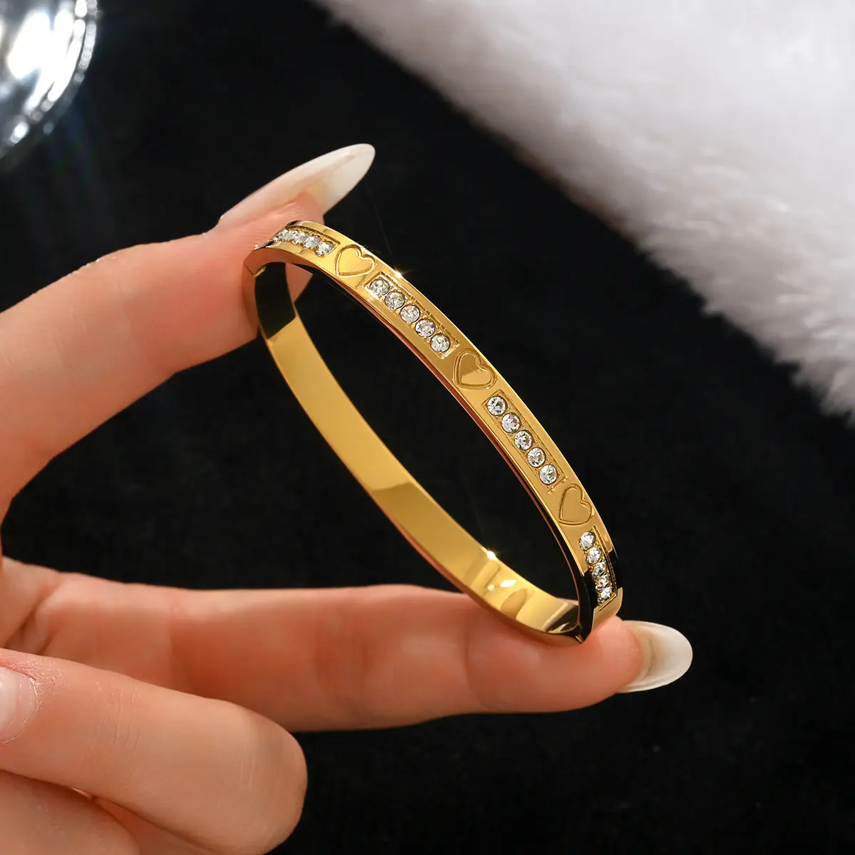 18K Gold Stainless Steel Bracelet with Crystal Accents - Image 147