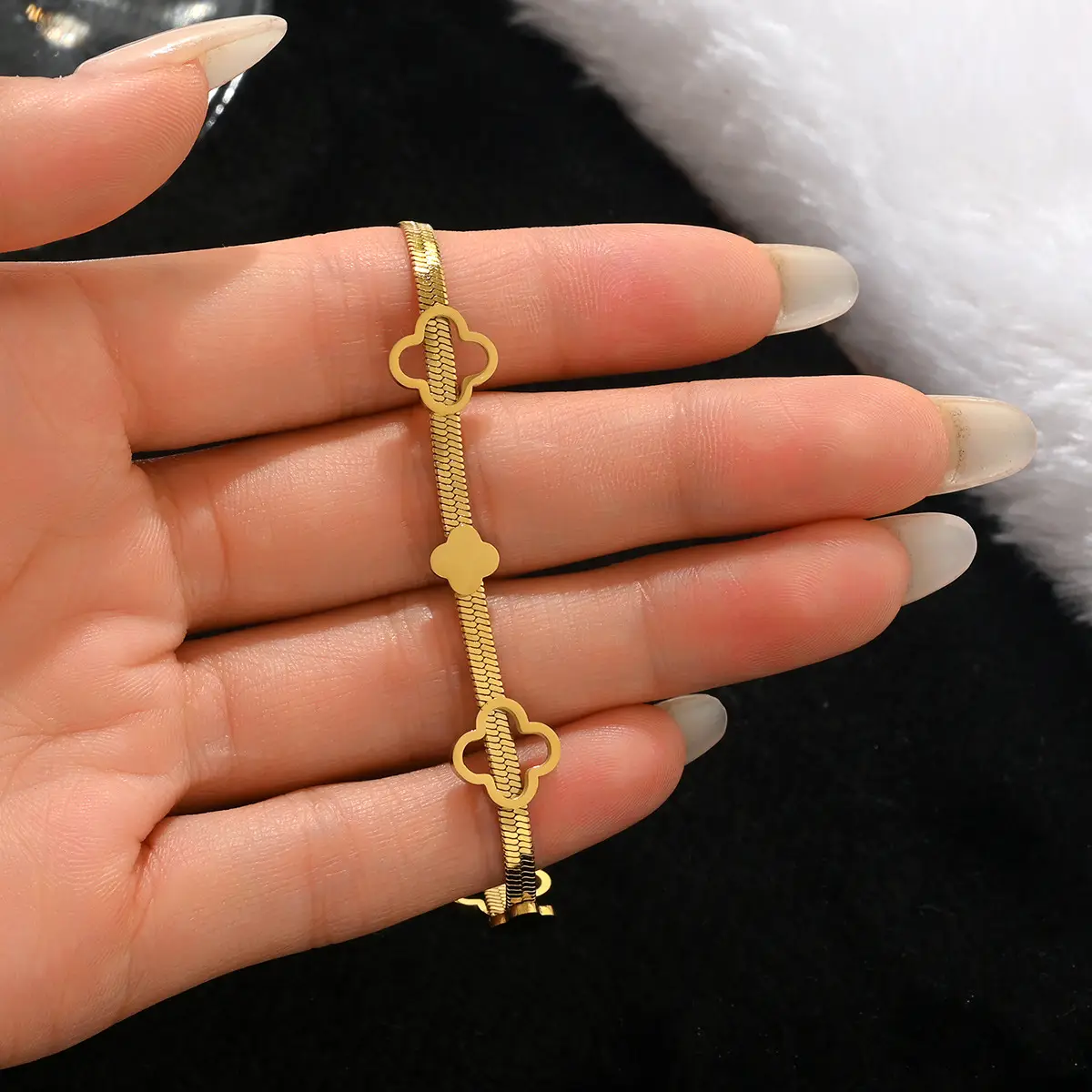 18K Gold Stainless Steel Bracelet with Crystal Accents - Image 149