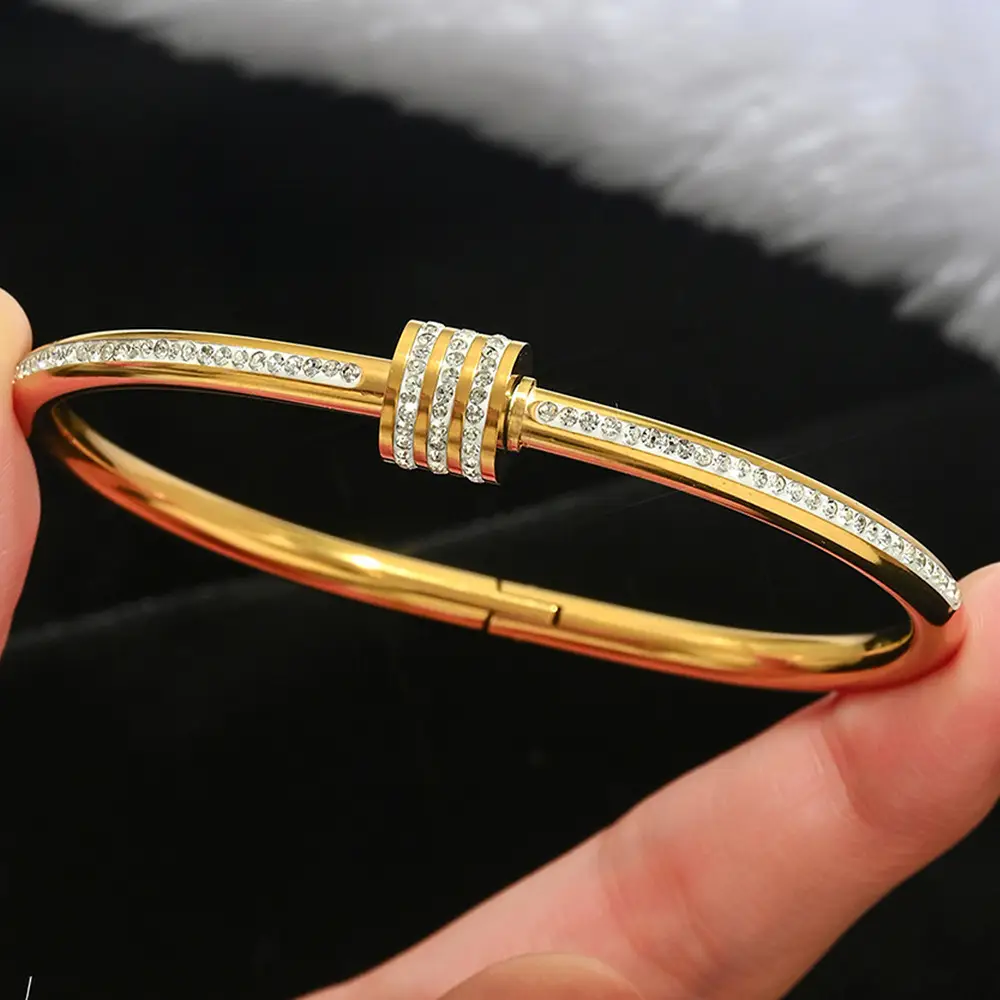 18K Gold Stainless Steel Bracelet with Crystal Accents - Image 18