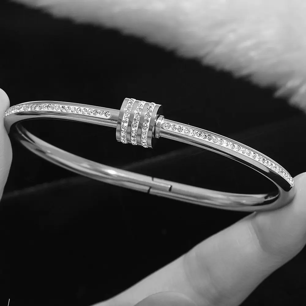 18K Gold Stainless Steel Bracelet with Crystal Accents - Image 19