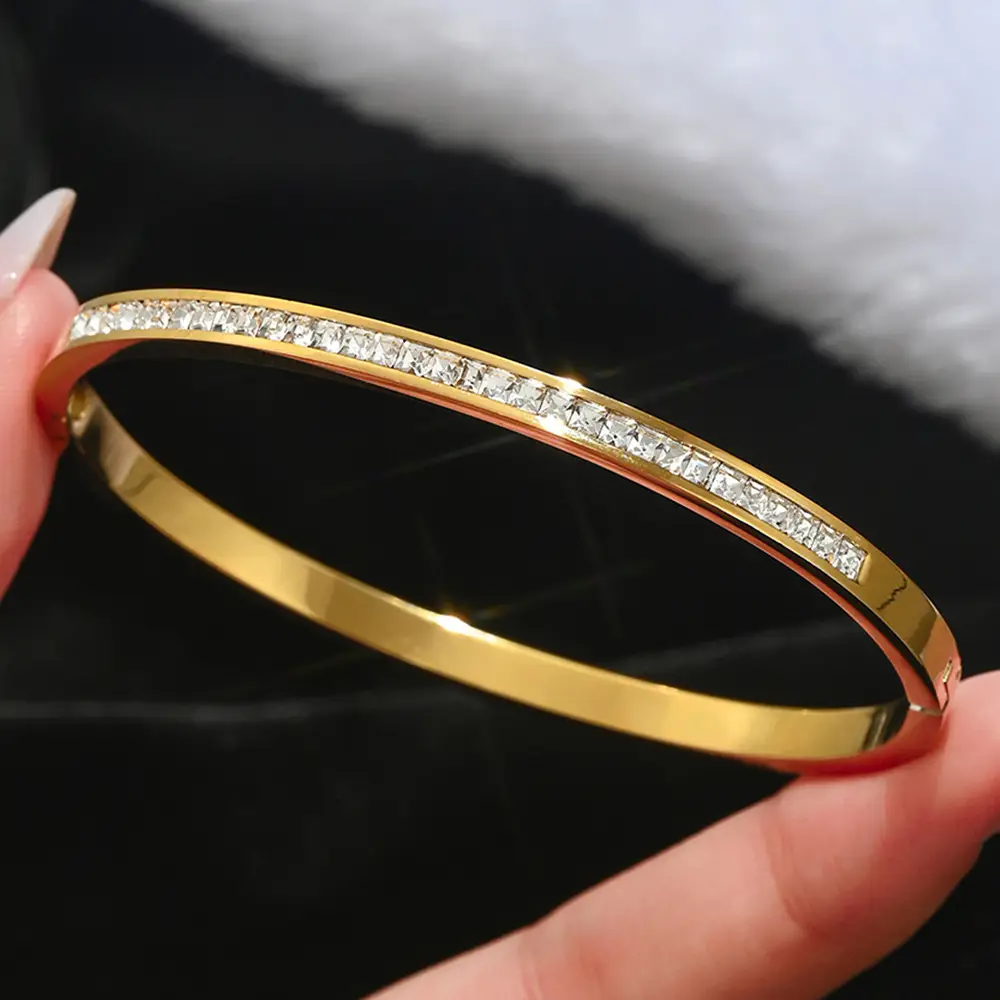 18K Gold Stainless Steel Bracelet with Crystal Accents - Image 20