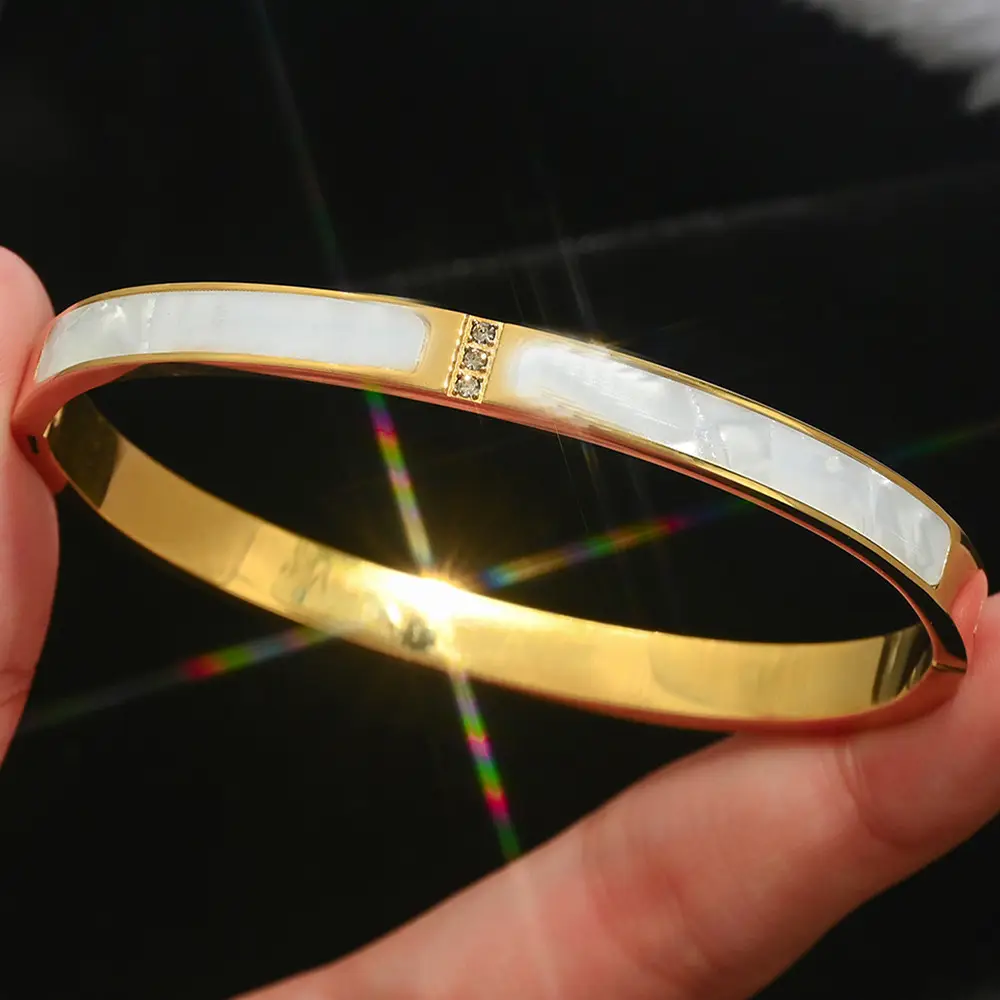 18K Gold Stainless Steel Bracelet with Crystal Accents - Image 22