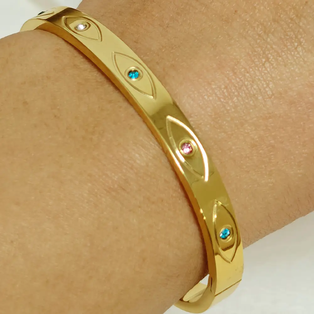 18K Gold Stainless Steel Bracelet with Crystal Accents - Image 25