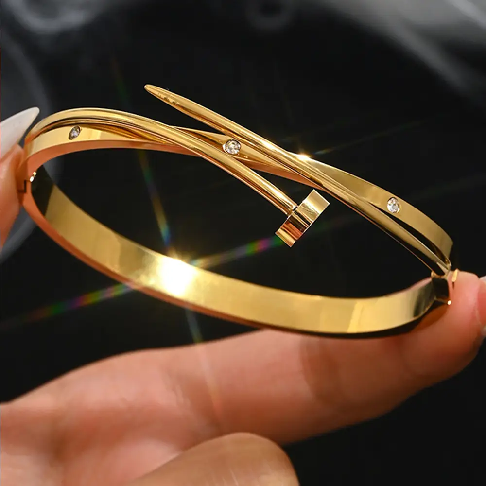 18K Gold Stainless Steel Bracelet with Crystal Accents - Image 29