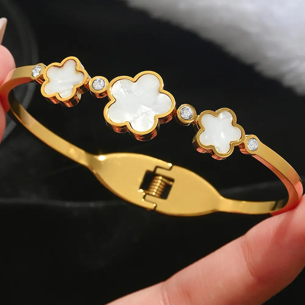 18K Gold Stainless Steel Bracelet with Crystal Accents - Image 30