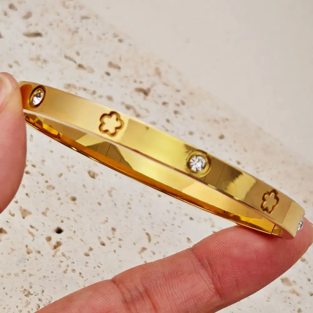 18K Gold Stainless Steel Bracelet with Crystal Accents - Image 33
