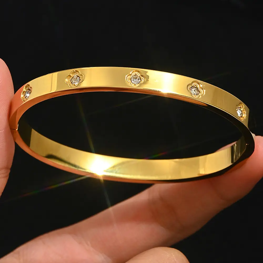 18K Gold Stainless Steel Bracelet with Crystal Accents - Image 35