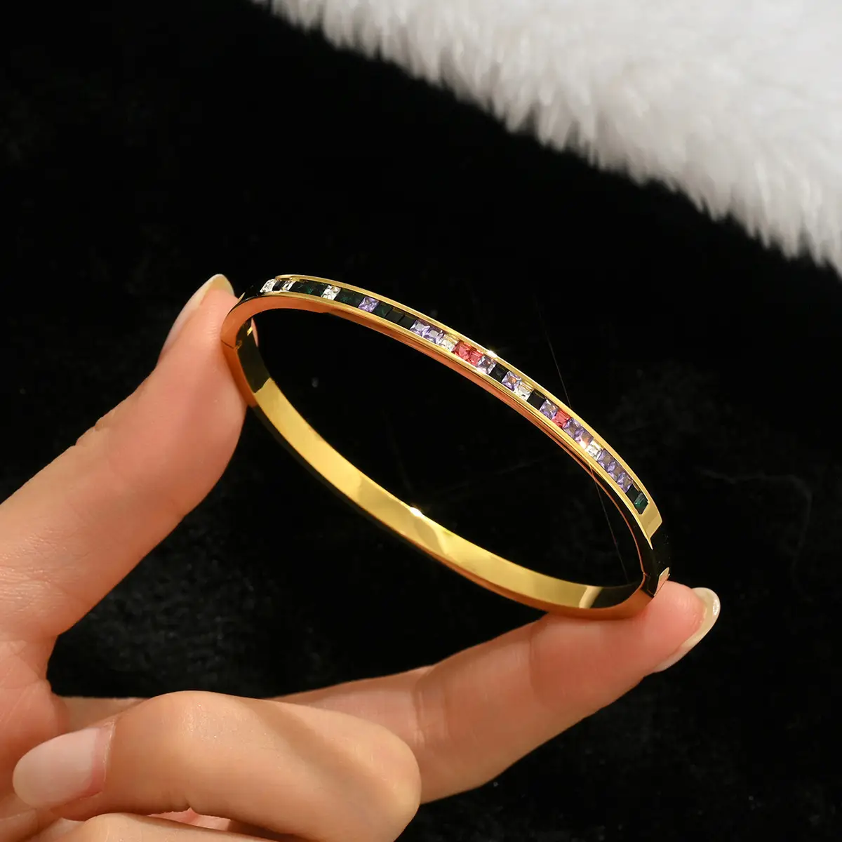 18K Gold Stainless Steel Bracelet with Crystal Accents - Image 36