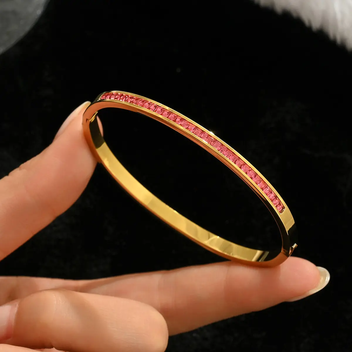 18K Gold Stainless Steel Bracelet with Crystal Accents - Image 37