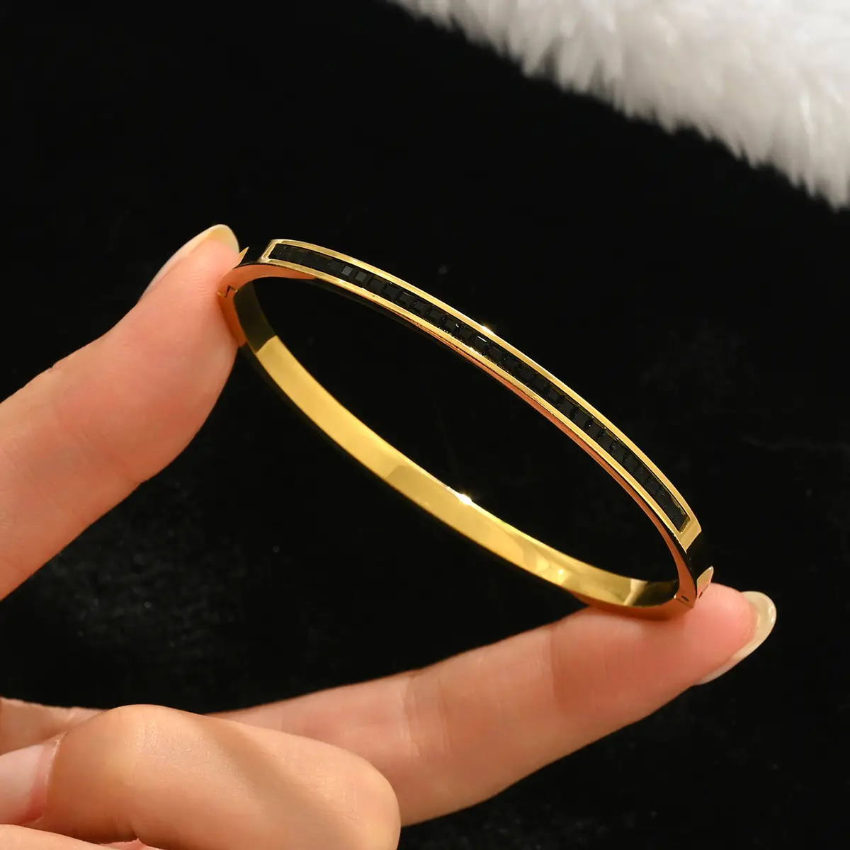 18K Gold Stainless Steel Bracelet with Crystal Accents - Image 38
