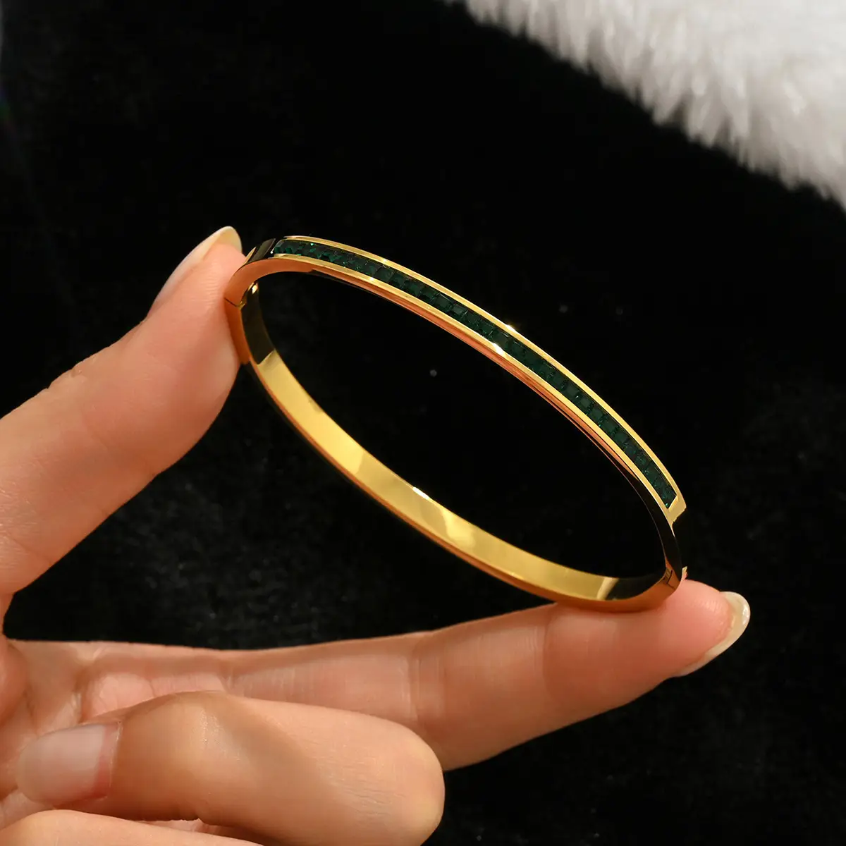 18K Gold Stainless Steel Bracelet with Crystal Accents - Image 39