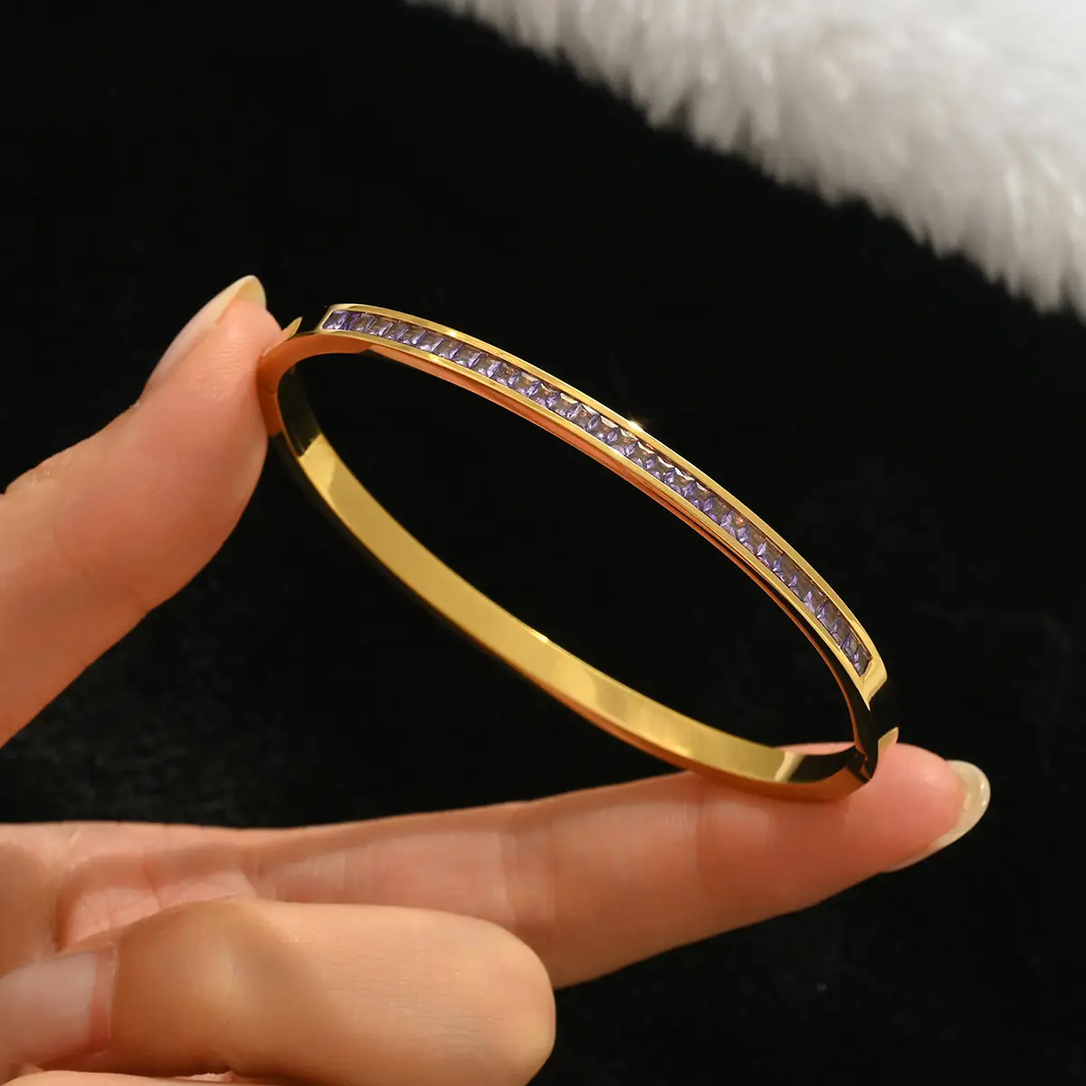 18K Gold Stainless Steel Bracelet with Crystal Accents - Image 40