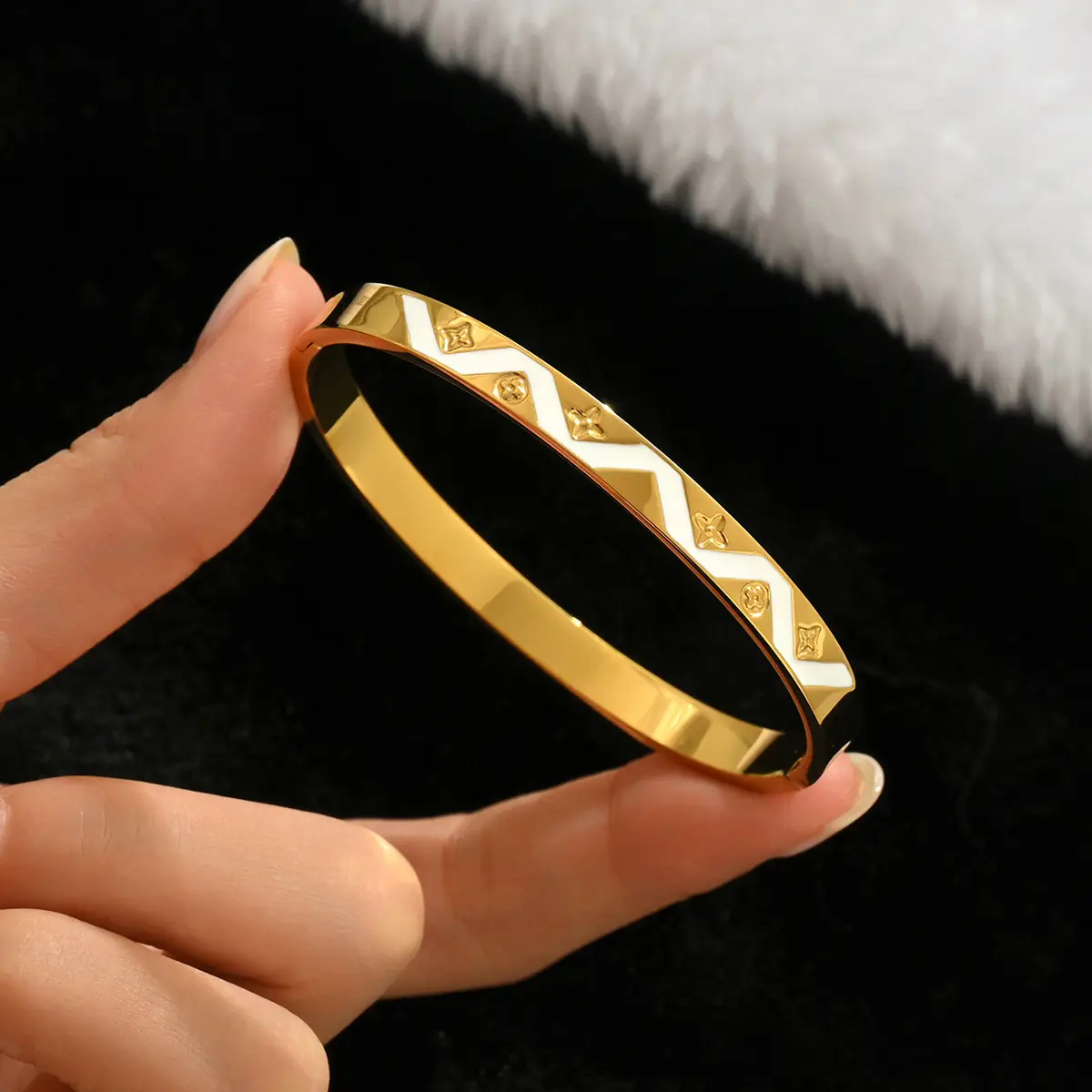 18K Gold Stainless Steel Bracelet with Crystal Accents - Image 46