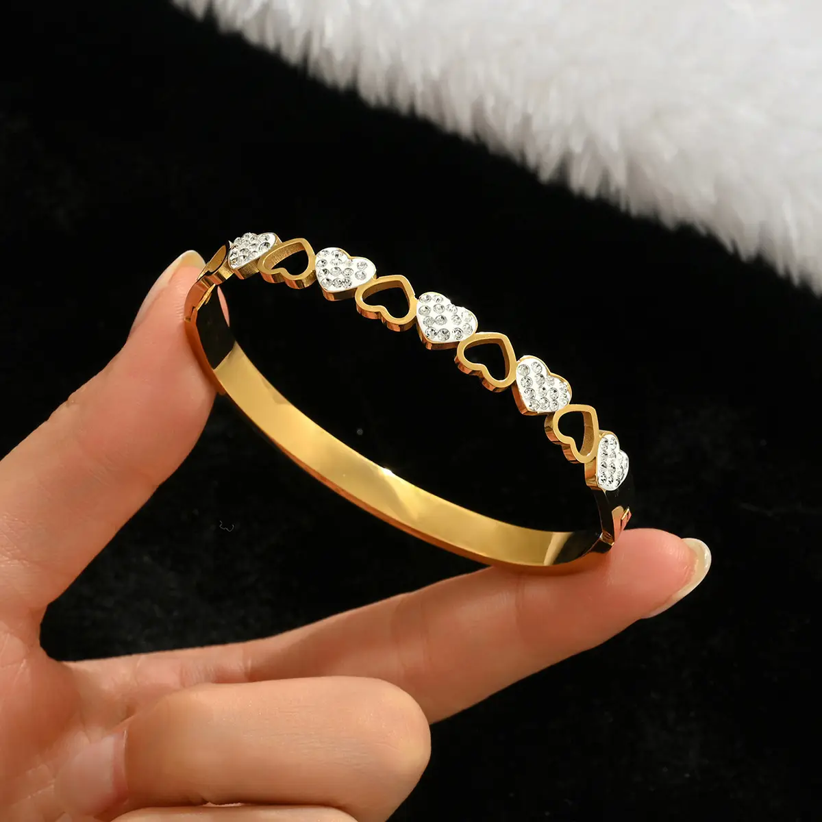 18K Gold Stainless Steel Bracelet with Crystal Accents - Image 47