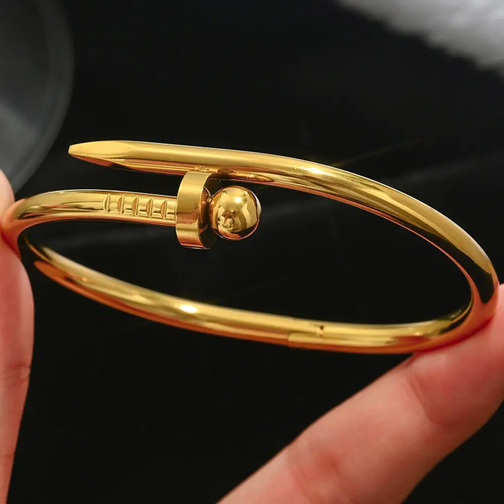 18K Gold Stainless Steel Bracelet with Crystal Accents - Image 5