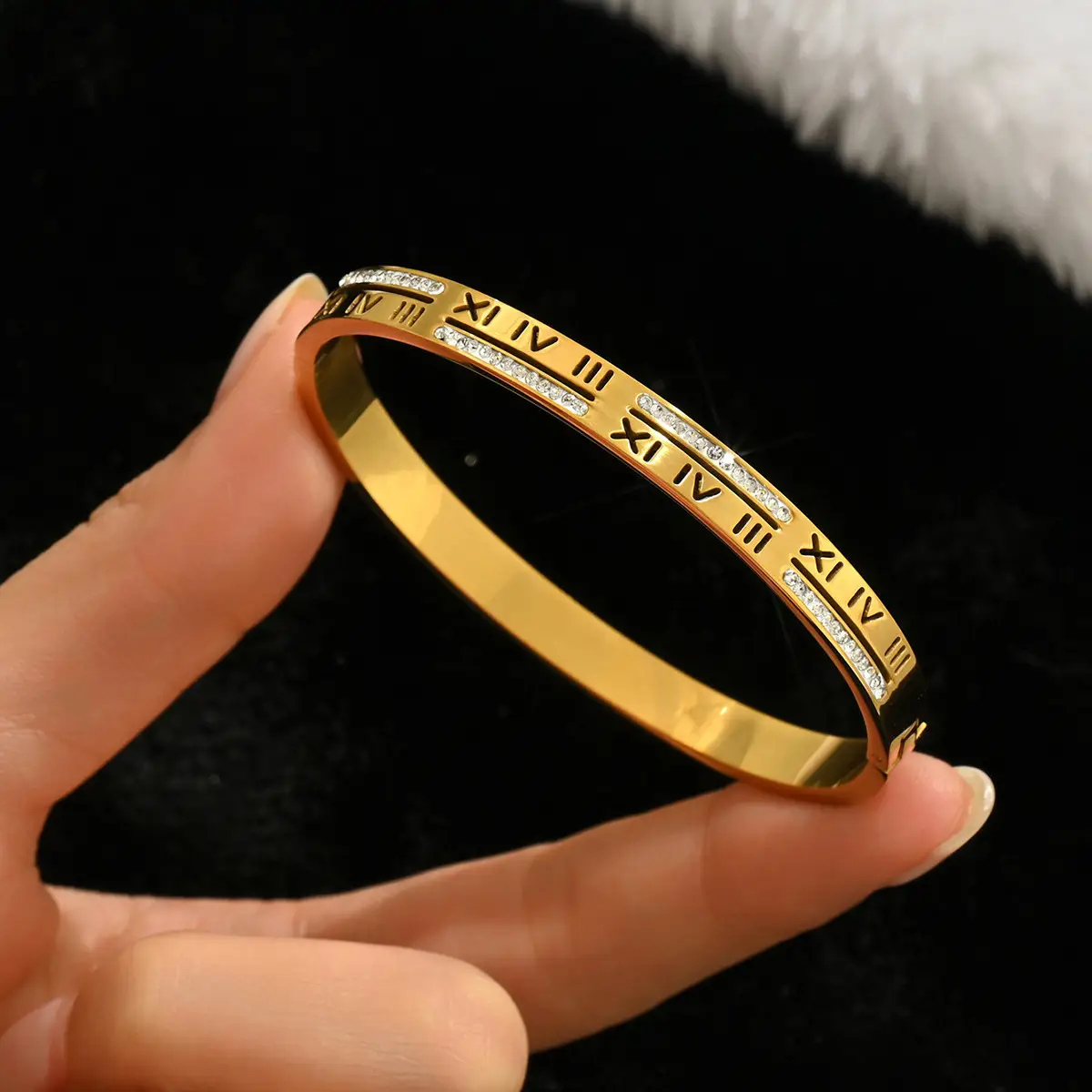 18K Gold Stainless Steel Bracelet with Crystal Accents - Image 50