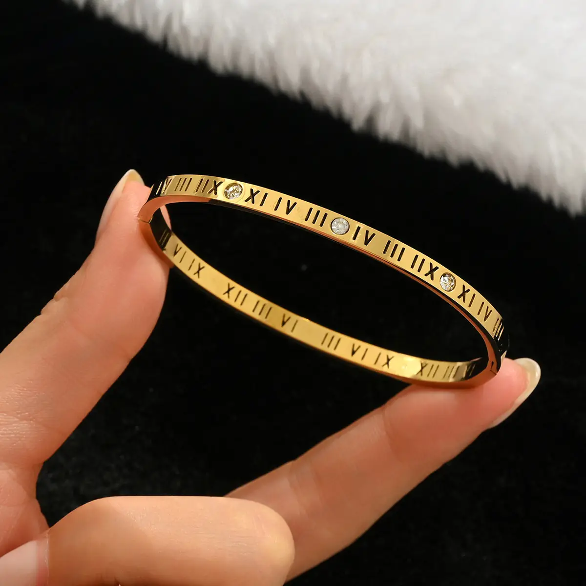 18K Gold Stainless Steel Bracelet with Crystal Accents - Image 52