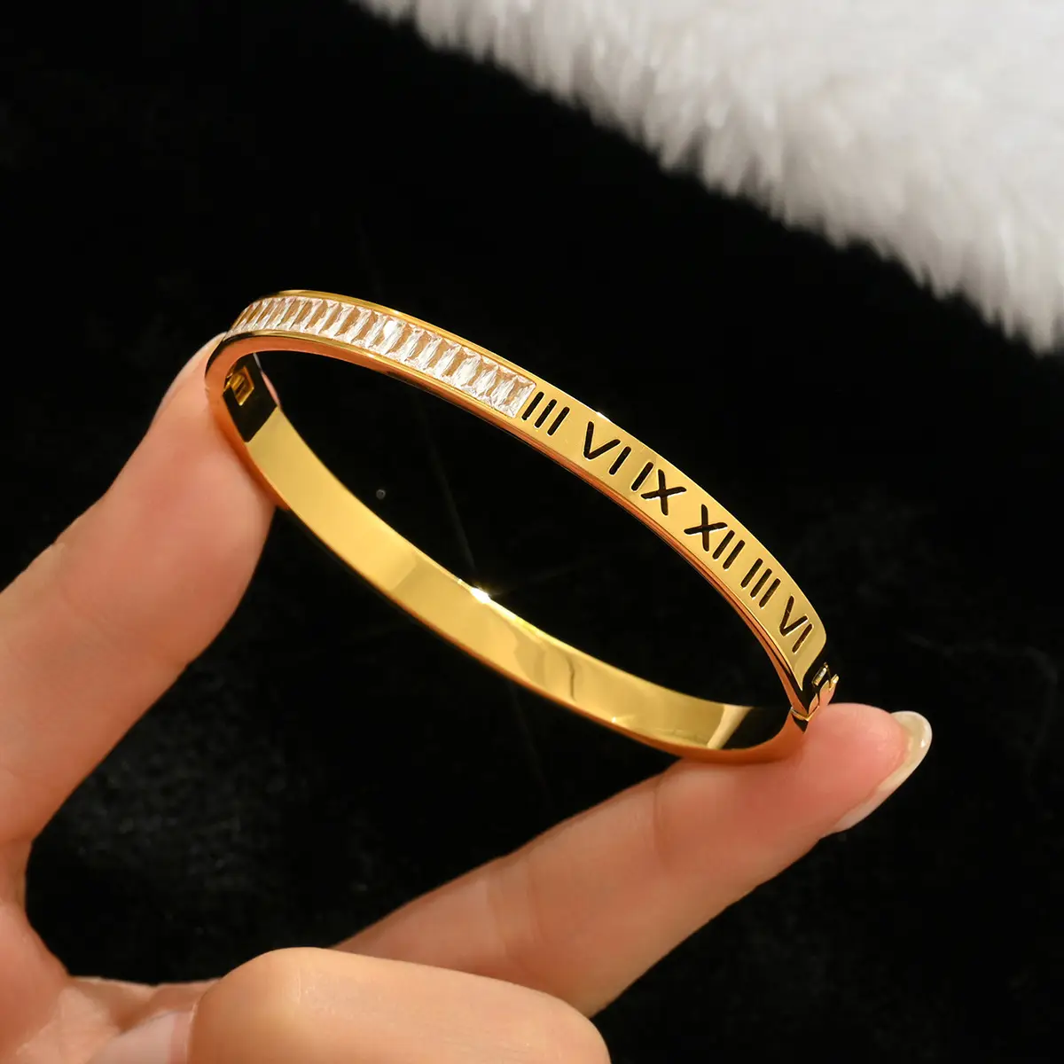 18K Gold Stainless Steel Bracelet with Crystal Accents - Image 53