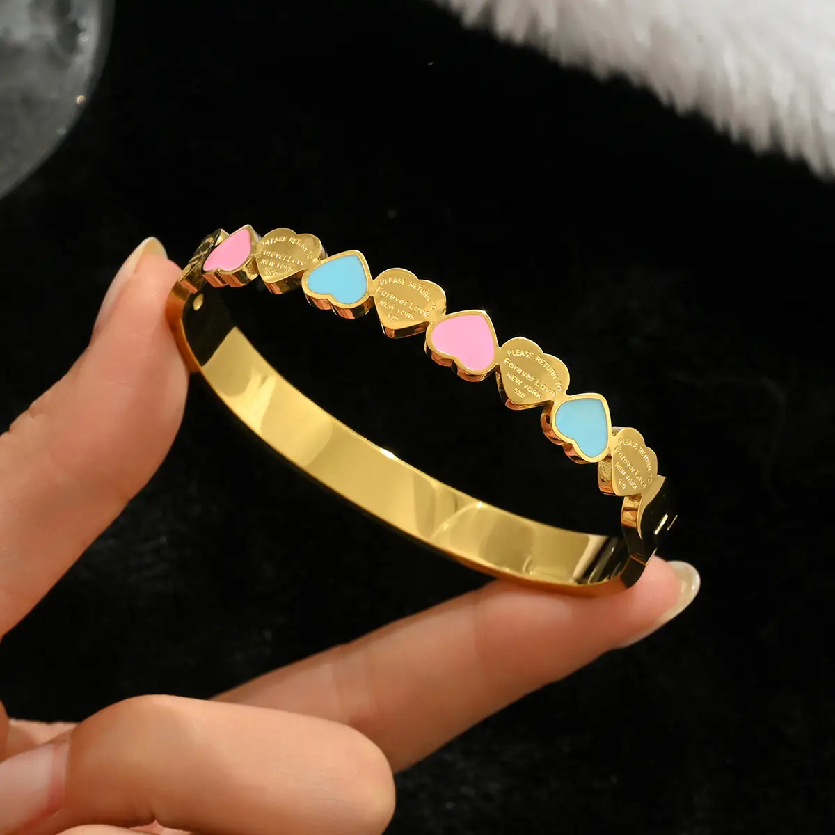 18K Gold Stainless Steel Bracelet with Crystal Accents - Image 56