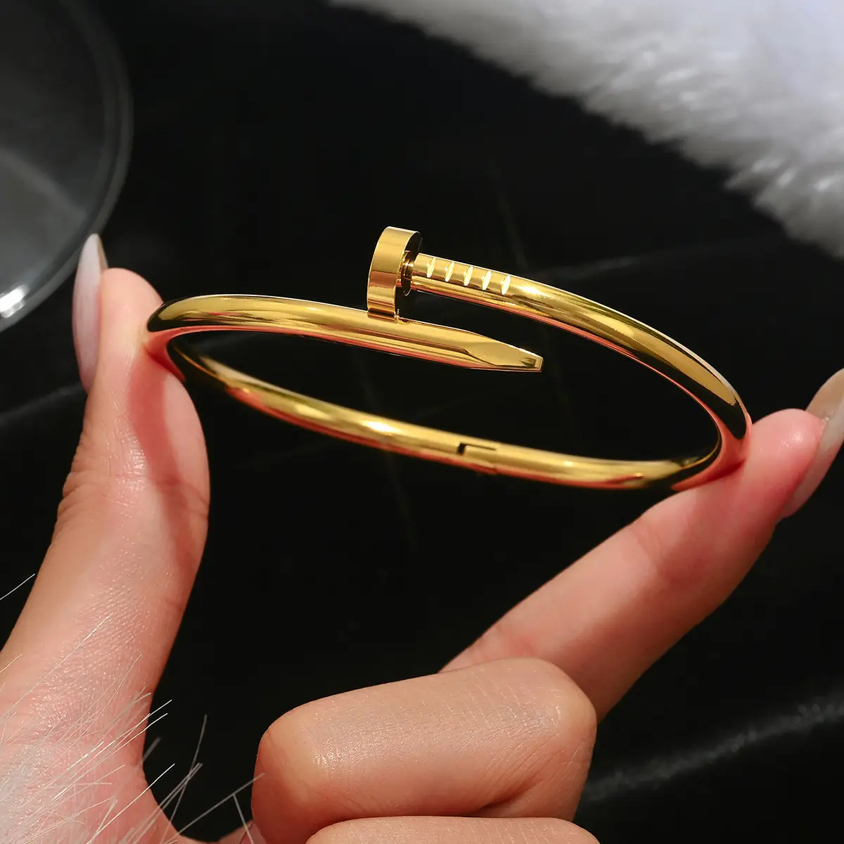 18K Gold Stainless Steel Bracelet with Crystal Accents - Image 6