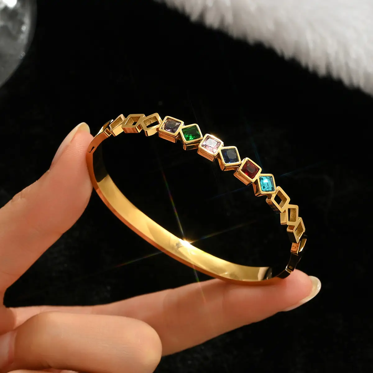 18K Gold Stainless Steel Bracelet with Crystal Accents - Image 61