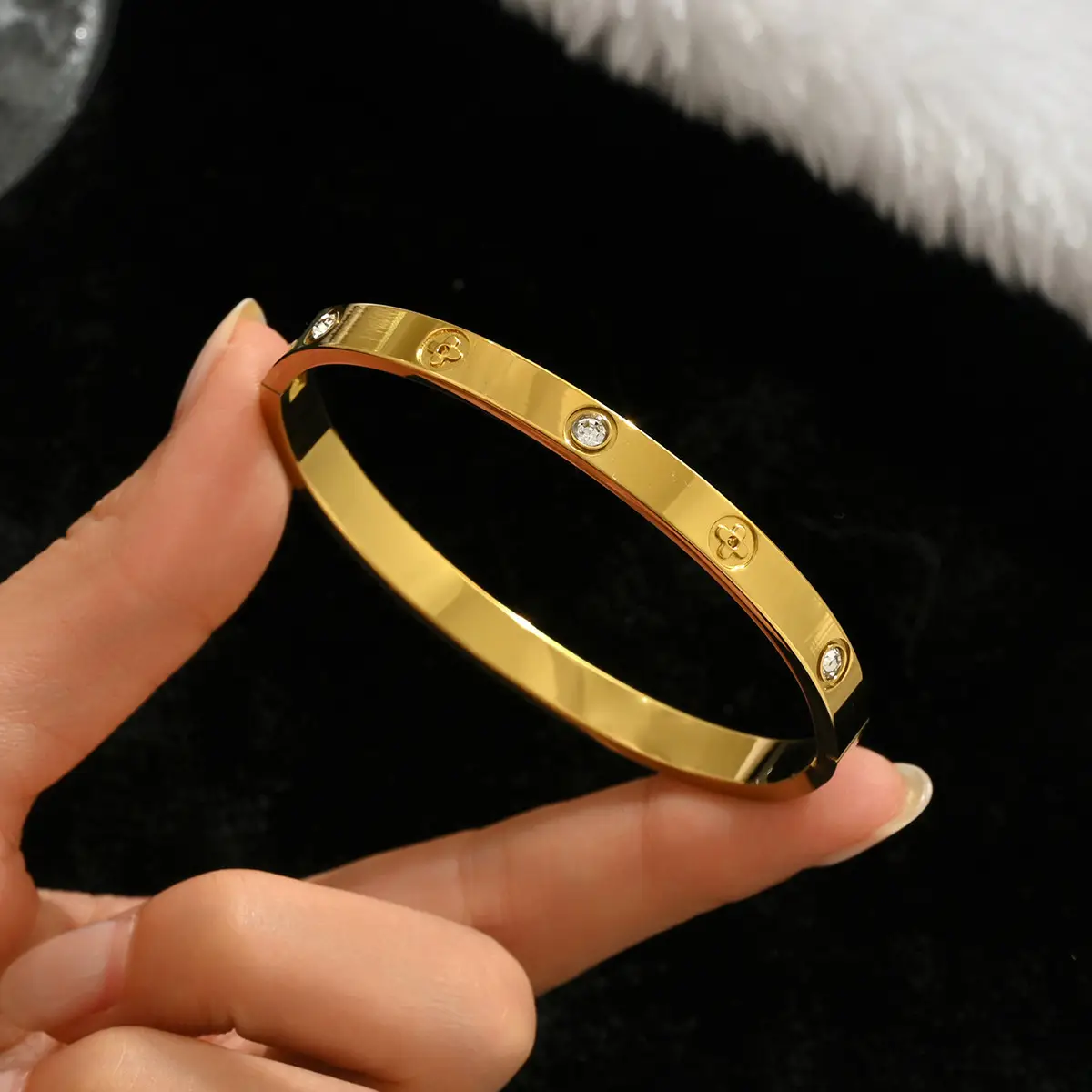 18K Gold Stainless Steel Bracelet with Crystal Accents - Image 65