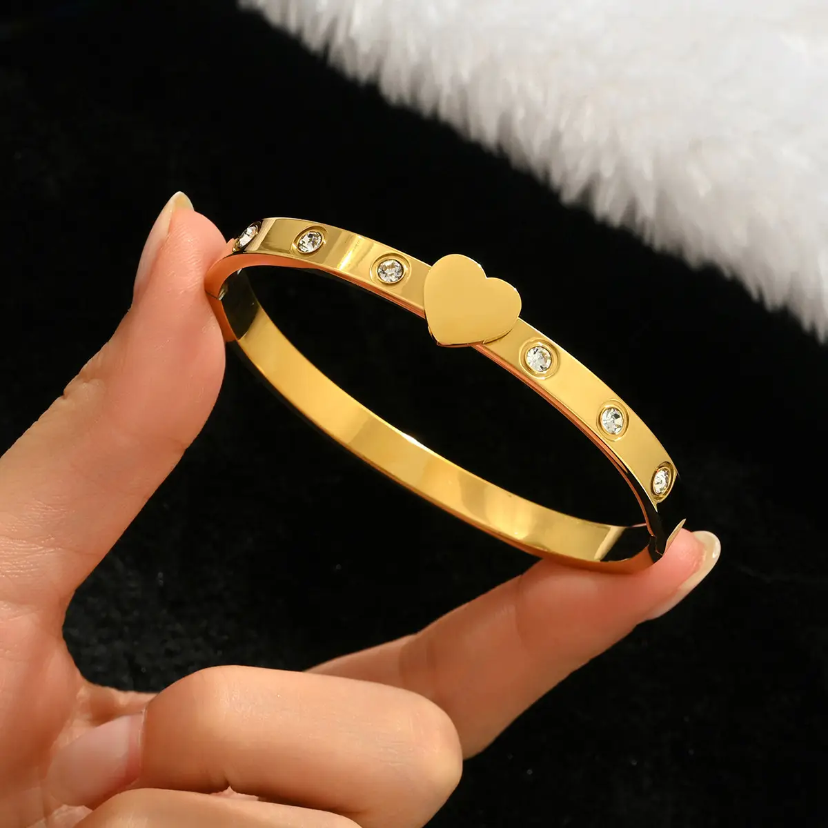 18K Gold Stainless Steel Bracelet with Crystal Accents - Image 67