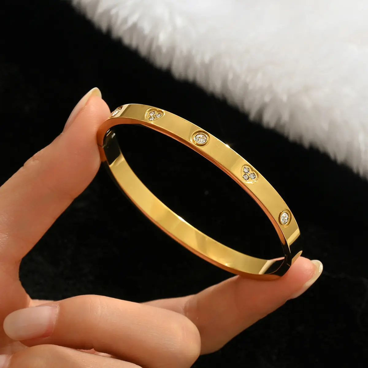 18K Gold Stainless Steel Bracelet with Crystal Accents - Image 69