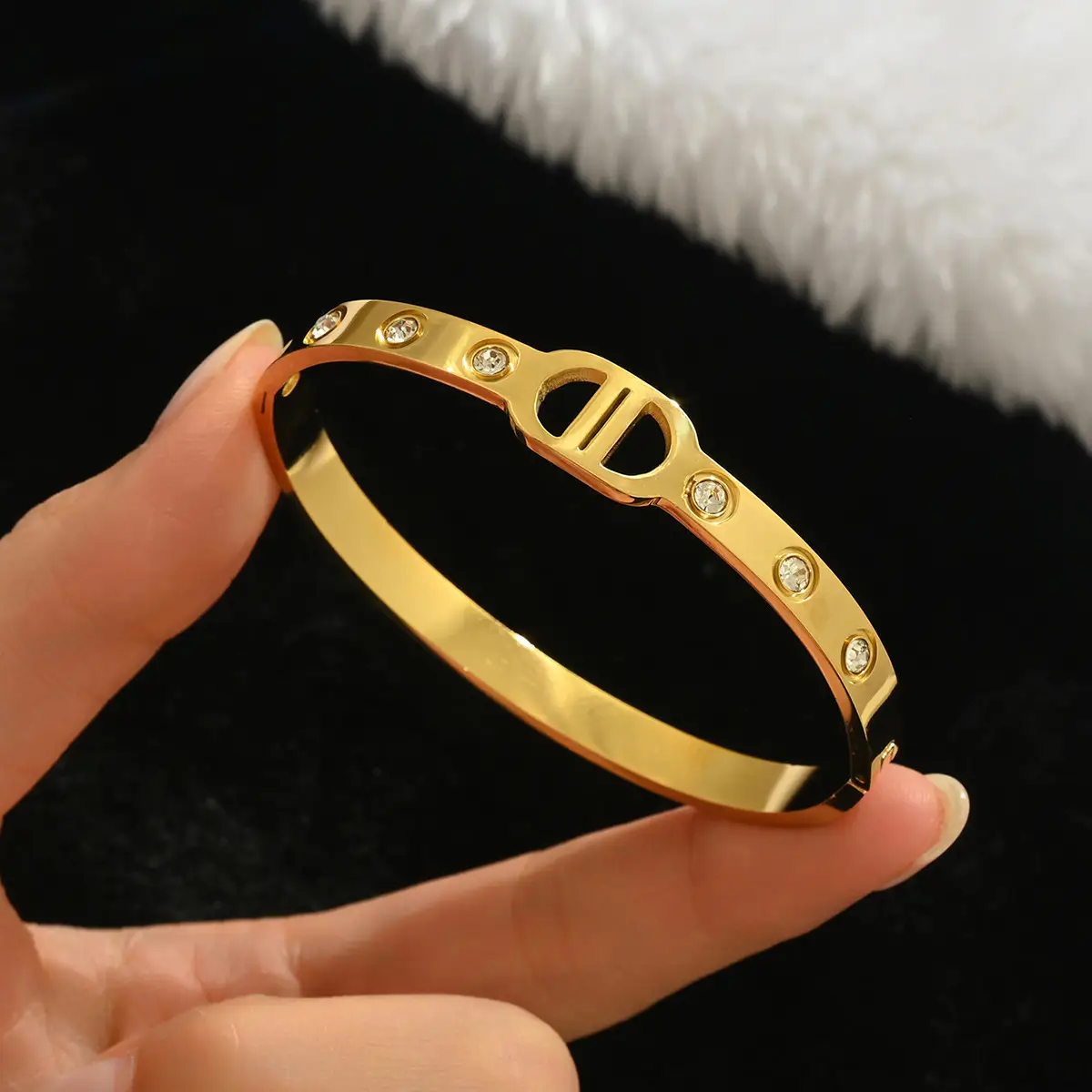 18K Gold Stainless Steel Bracelet with Crystal Accents - Image 70
