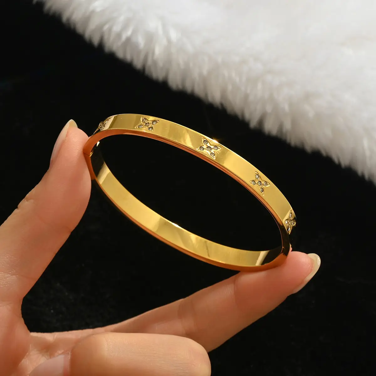 18K Gold Stainless Steel Bracelet with Crystal Accents - Image 73