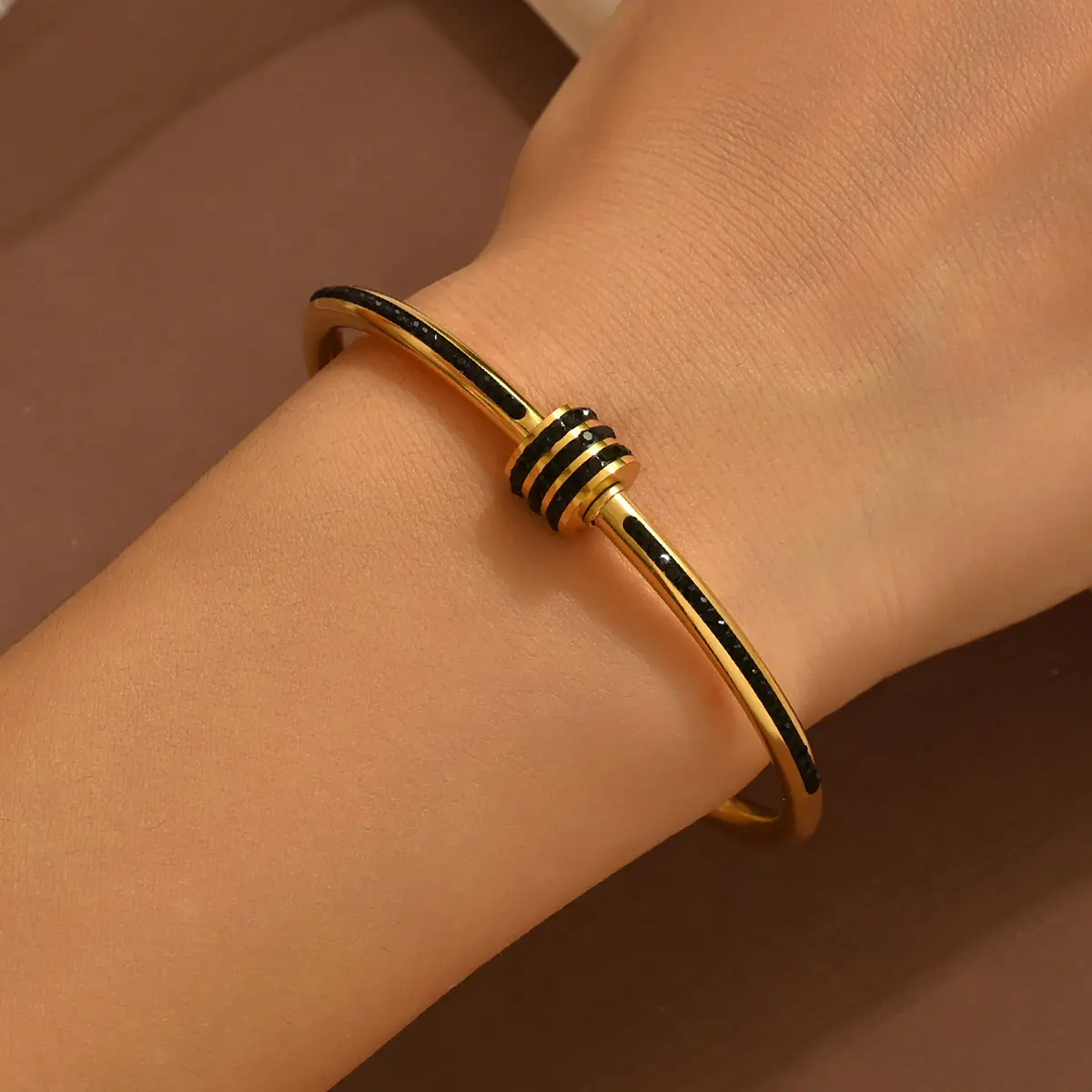 18K Gold Stainless Steel Bracelet with Crystal Accents - Image 85