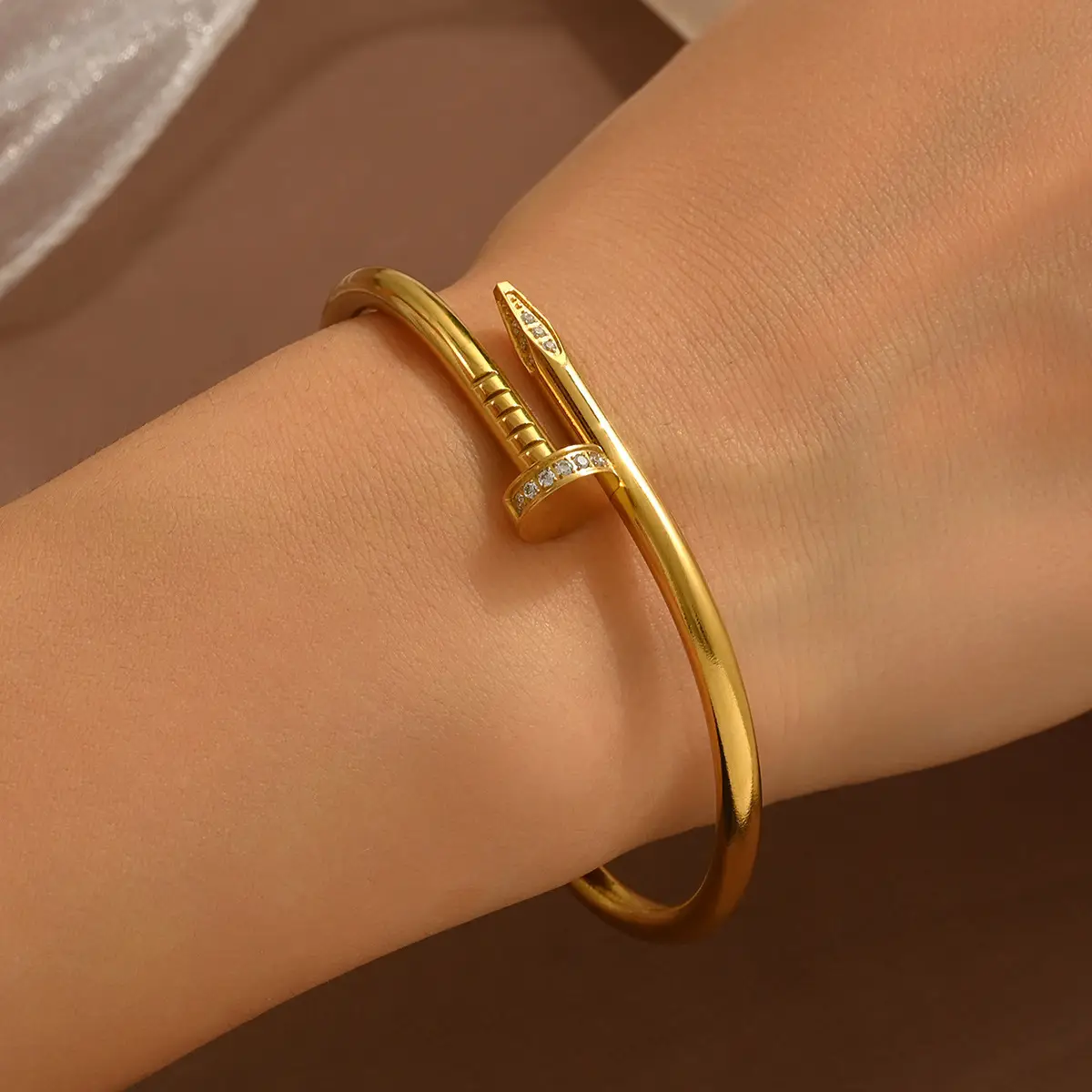 18K Gold Stainless Steel Bracelet with Crystal Accents - Image 87