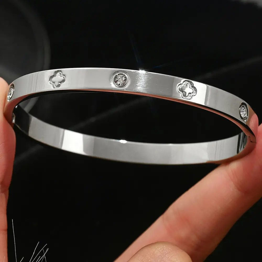 18K Gold Stainless Steel Bracelet with Crystal Accents - Image 9