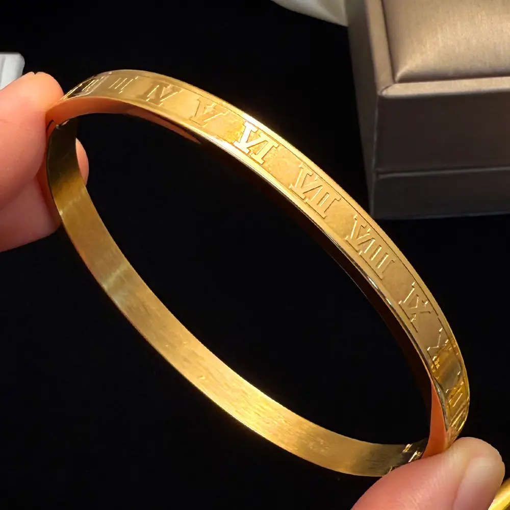 18K Gold Stainless Steel Bracelet with Crystal Accents - Image 91