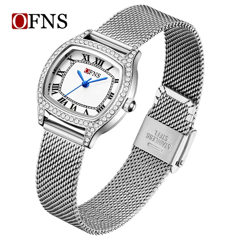 Women's Waterproof Barrel Square Quartz Watch with Diamonds - Image 19